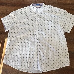 Johnston & Murphy White Shirt with Flamingo Pattern 2x Men Button Down